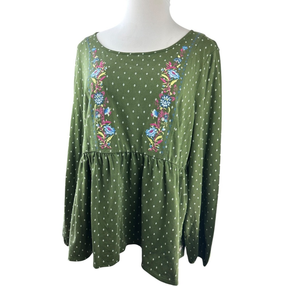 Matilda Jane Through Generations Embroidered Babydoll Top Diamond Print XXL NEW - Picture 3 of 11